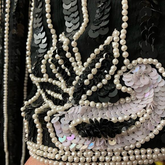 Stenay Vintage Fully Beaded Sequined Silk Blouse / SZ: L - Picture 7 of 8